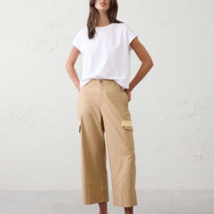Home wide leg high rise twill cropped pant